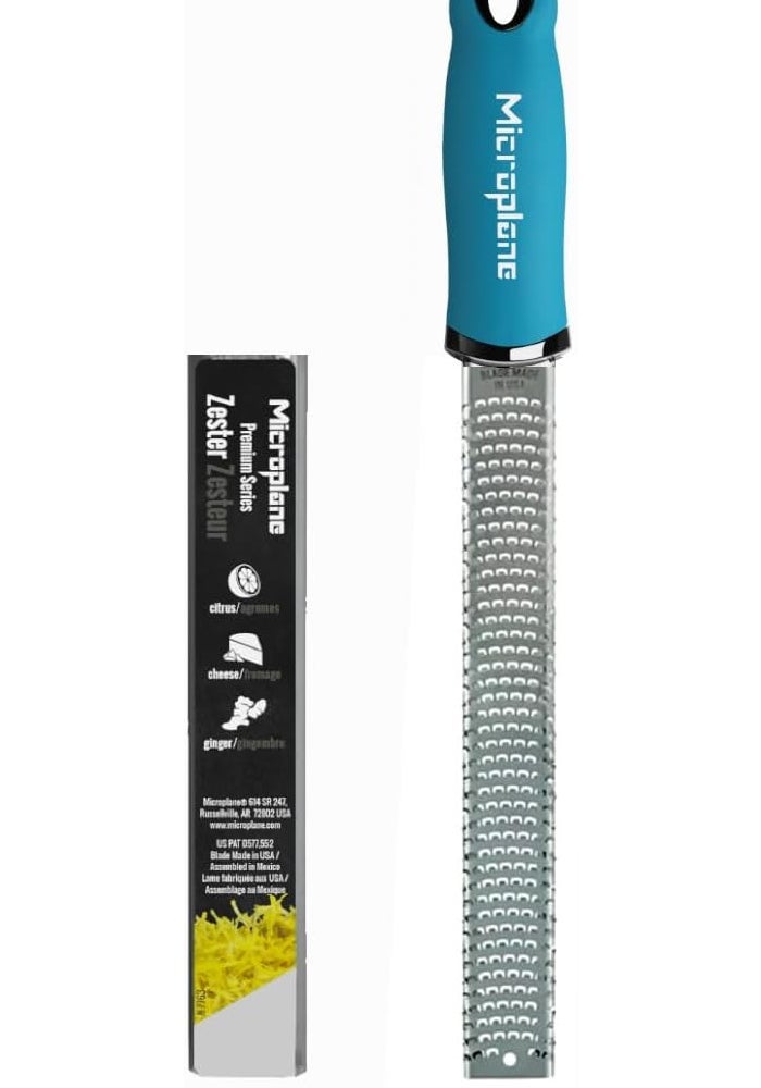 Microplane Premium Zester with Ergonomic Handle - Turquoise Stainless Steel Grater - Image 1